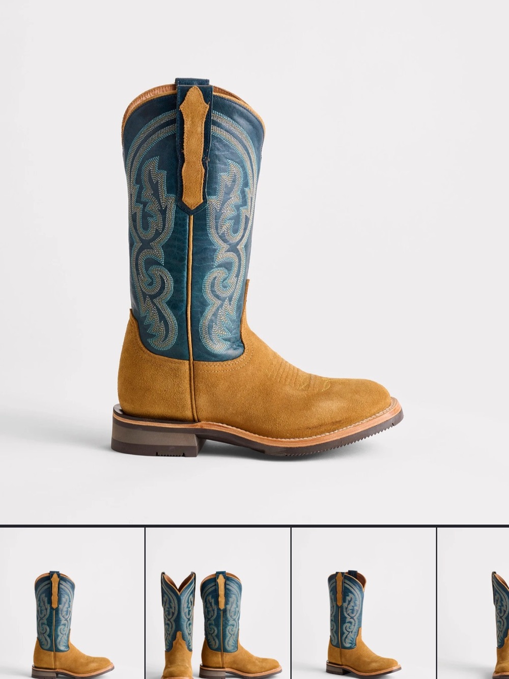 Lucchese Turquoise Blue and Tan Suede Western Boots - Picture 7 of 7